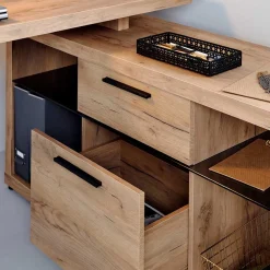 Kernbuche Design Schreibtisch mit Regal Anbau - Manaus