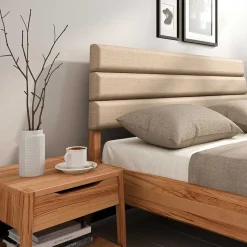 Kernbuche Doppelbett mit Polsterkopfteil - Norklin