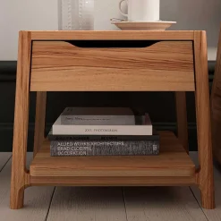 Kernbuche Doppelbett mit Polsterkopfteil - Norklin