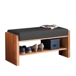 Kernbuche Flurbank mit Leder in Anthrazit - Mandrey