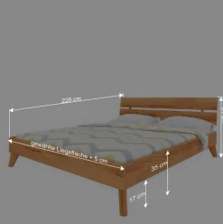 Kernbuche Holzbett mit Überlänge 220 cm - Junola III