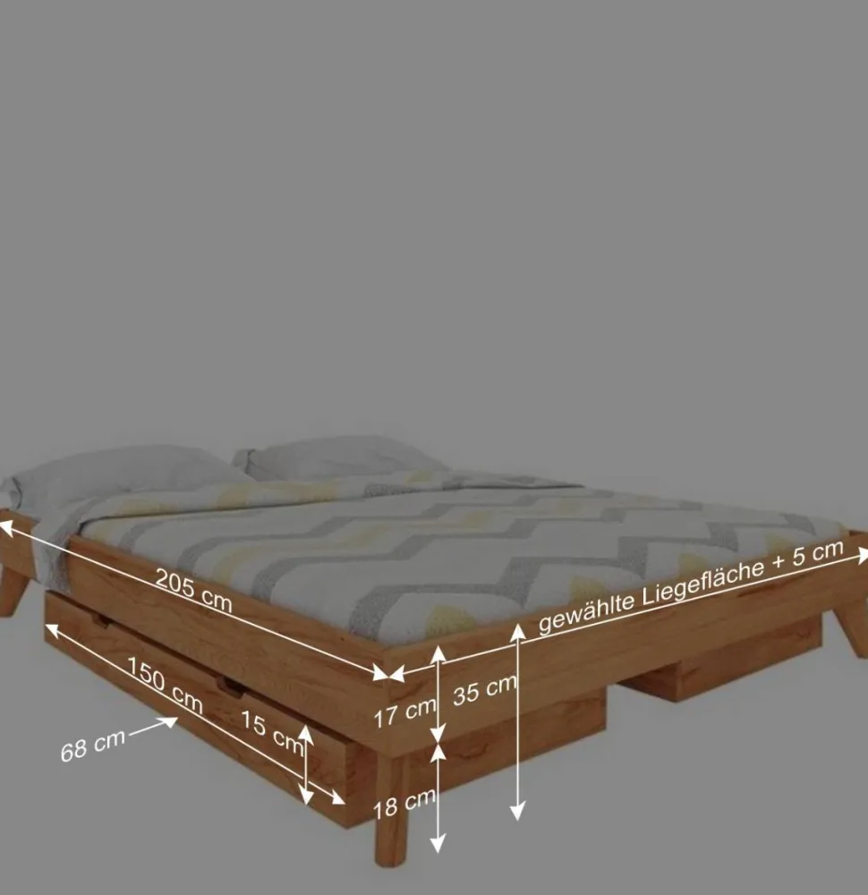 Kernbuche Holzbett ohne Kopfteil - Junola V