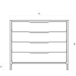 Kernbuche Kommode mit vier Schubladen - Lana