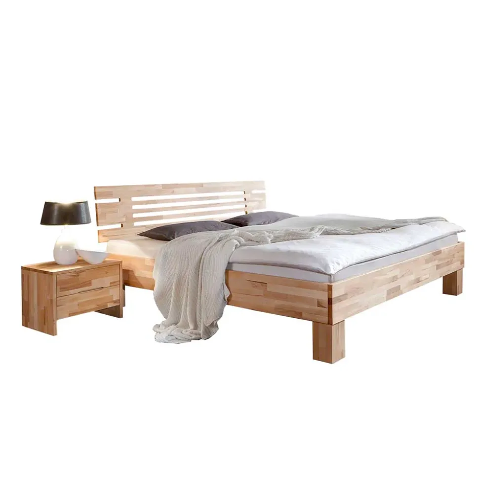 Kernbuche Massivholzbett Bevallia mit Nachttisch (zweiteilig)