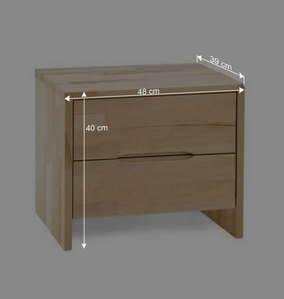 Kernbuche Massivholzbett Bevallia mit Nachttisch (zweiteilig)