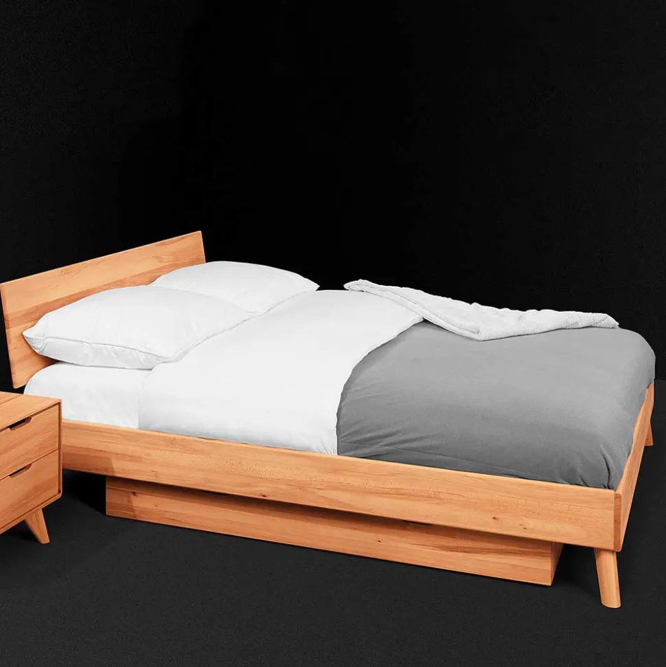 Kernbuche Single Bett mit Bettkasten - Junola