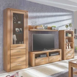 Kernbuche Wohnwand Möbel Set - Uhelia (vierteilig)