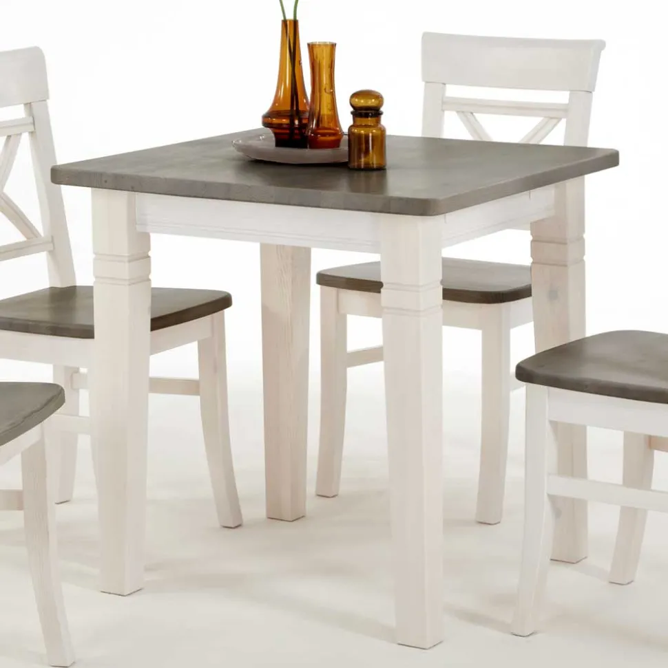 Kiefer Esstisch Yoan in Weiß Grau