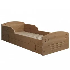 Kiefernholz Bett im Auto Look mit Bettkasten - Soveca