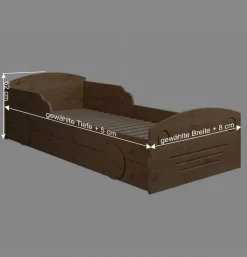 Kiefernholz Bett im Auto Look mit Bettkasten - Soveca