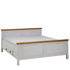 Kiefernholz Bettgestell in Weiß & Lauge - Sibiuta