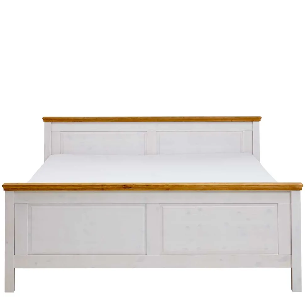 Kiefernholz Bettgestell in Weiß & Lauge - Sibiuta