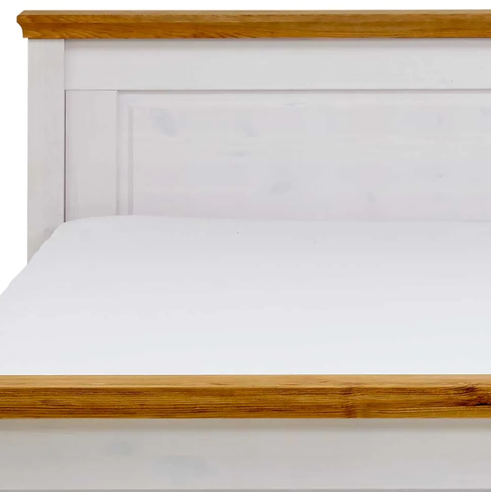 Kiefernholz Bettgestell in Weiß & Lauge - Sibiuta