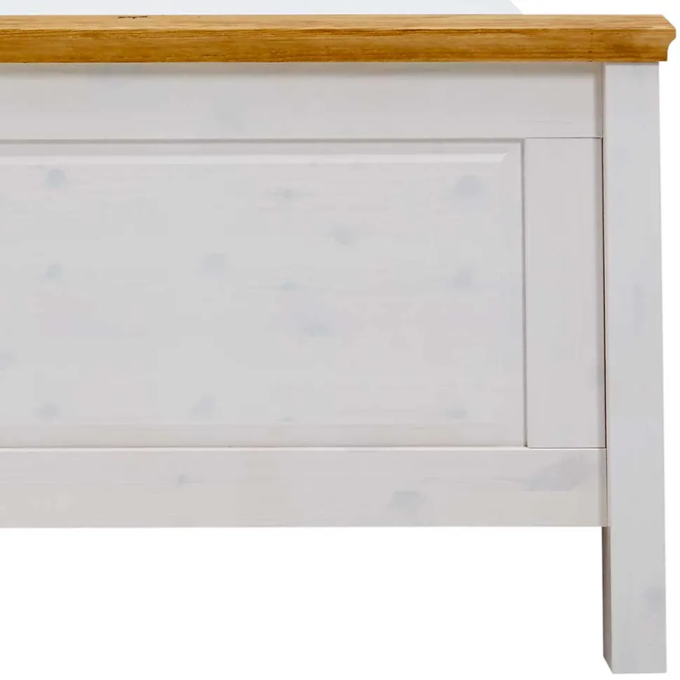 Kiefernholz Bettgestell in Weiß & Lauge - Sibiuta