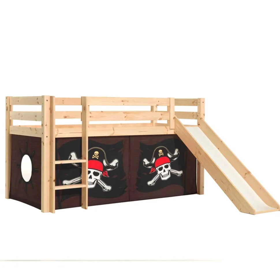 Kiefernholz Hochbett mit Rutsche Seeräuber - Compadro