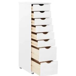 Kiefernholz Hochkommode in Weiß lackiert - Herania