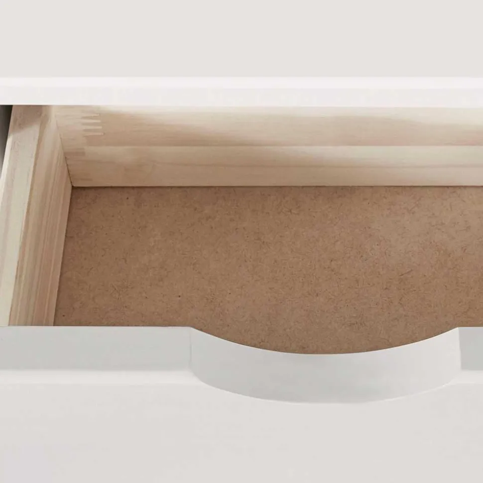 Kiefernholz Hochkommode in Weiß lackiert - Herania