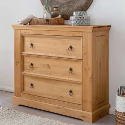 Kiefernholz Landhaus Kommode mit 42cm Tiefe - Voeca