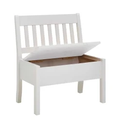 Kiefernholz Truhenbank in Weiß - Zanaris