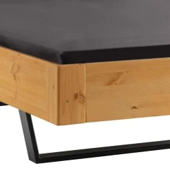 Kiefernholz-Bett gelaugt mit Stoff-Kopfteil - Phiano