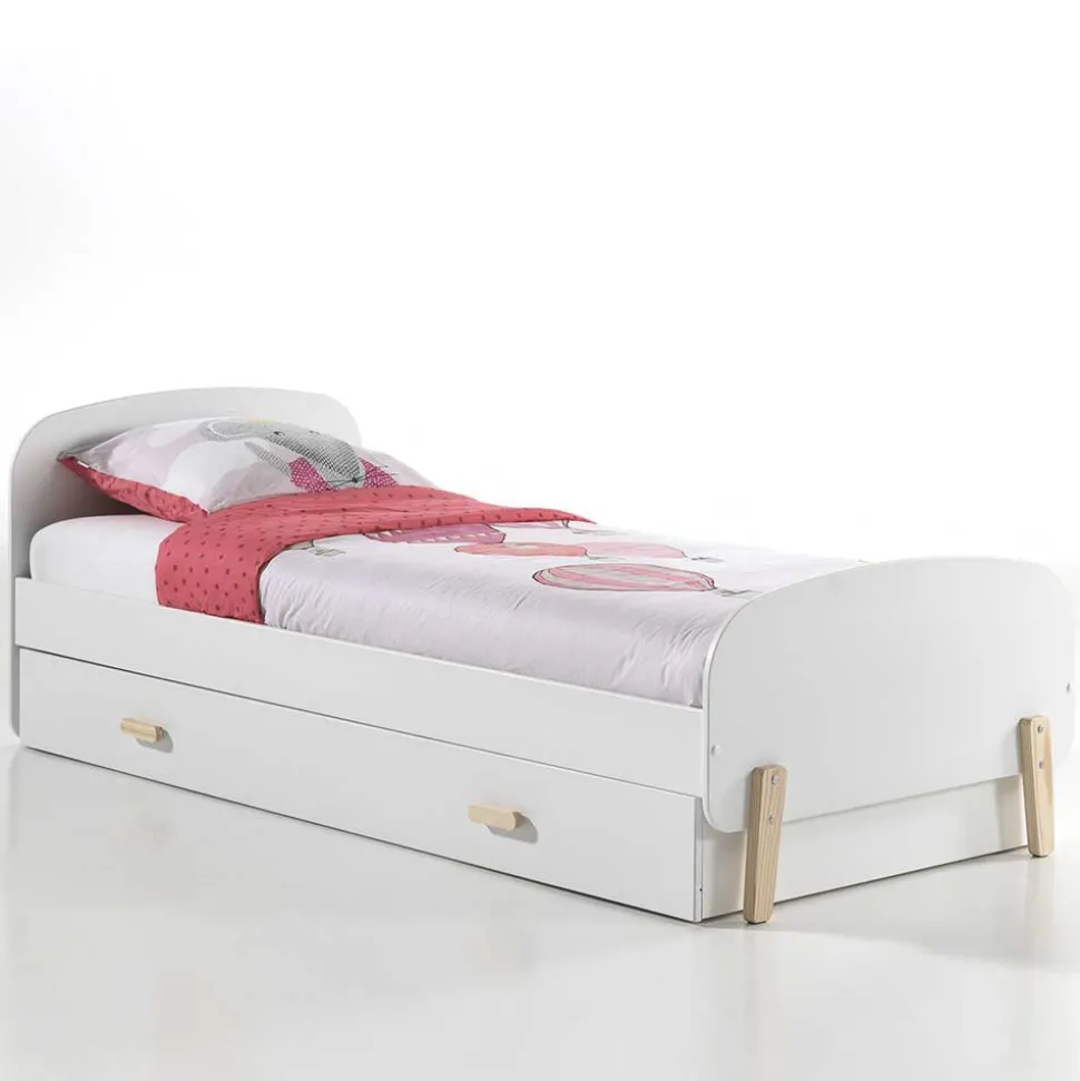 Kinder Ausziehbett in Weiß Natur - Mauricia