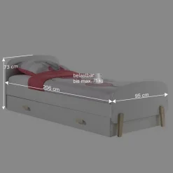 Kinder Ausziehbett in Weiß Natur - Mauricia