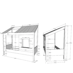 Kinder Hausbett in Weiß lackiert - Actina