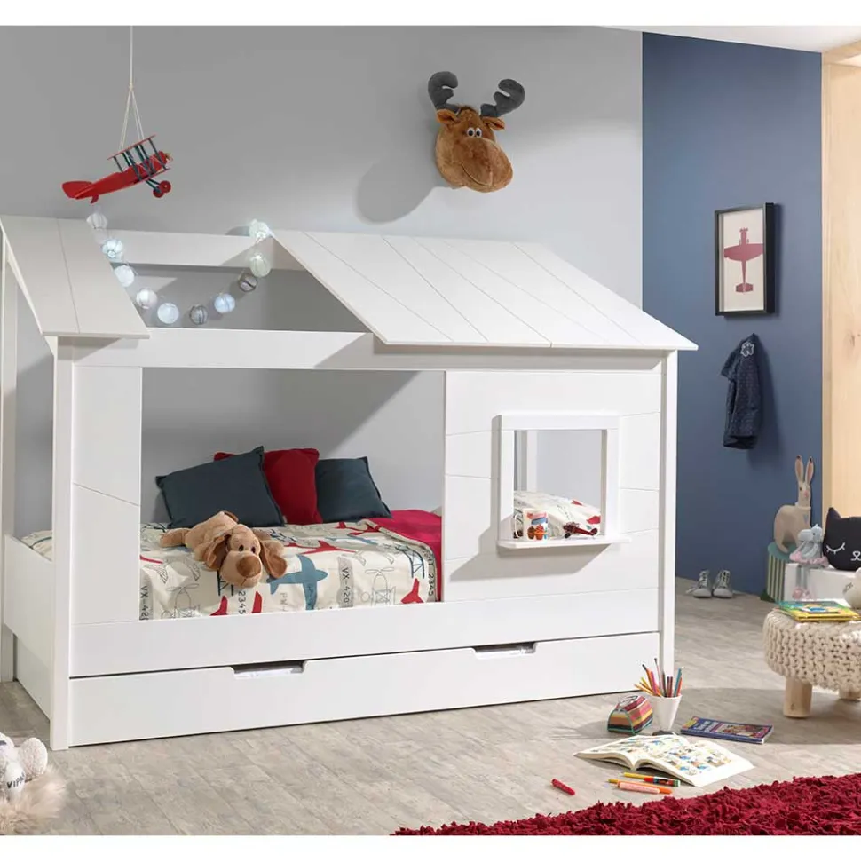 Kinder Hausbett mit Fenster und offenem Dach - Manty