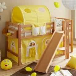 Kinder Hochbett in Buche & Gelb - Trapani