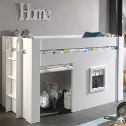 Kinder Hütten Hochbett in Weiß - Pedro