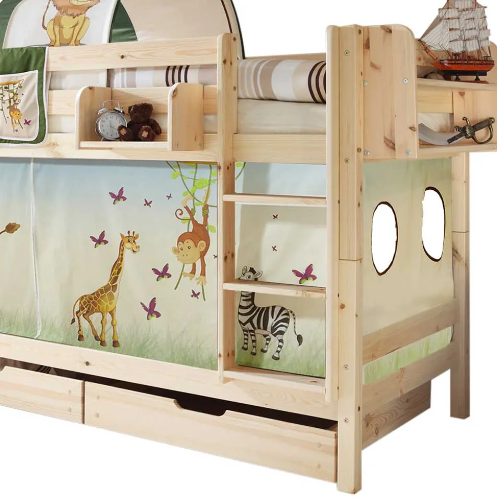 Kinder Kiefernholz-Stockbett in Natur - Nioara