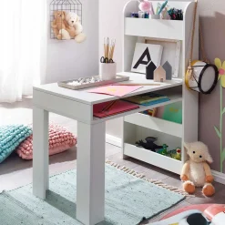 Kinder Schreibtisch mit Regal in Weiß - Intora