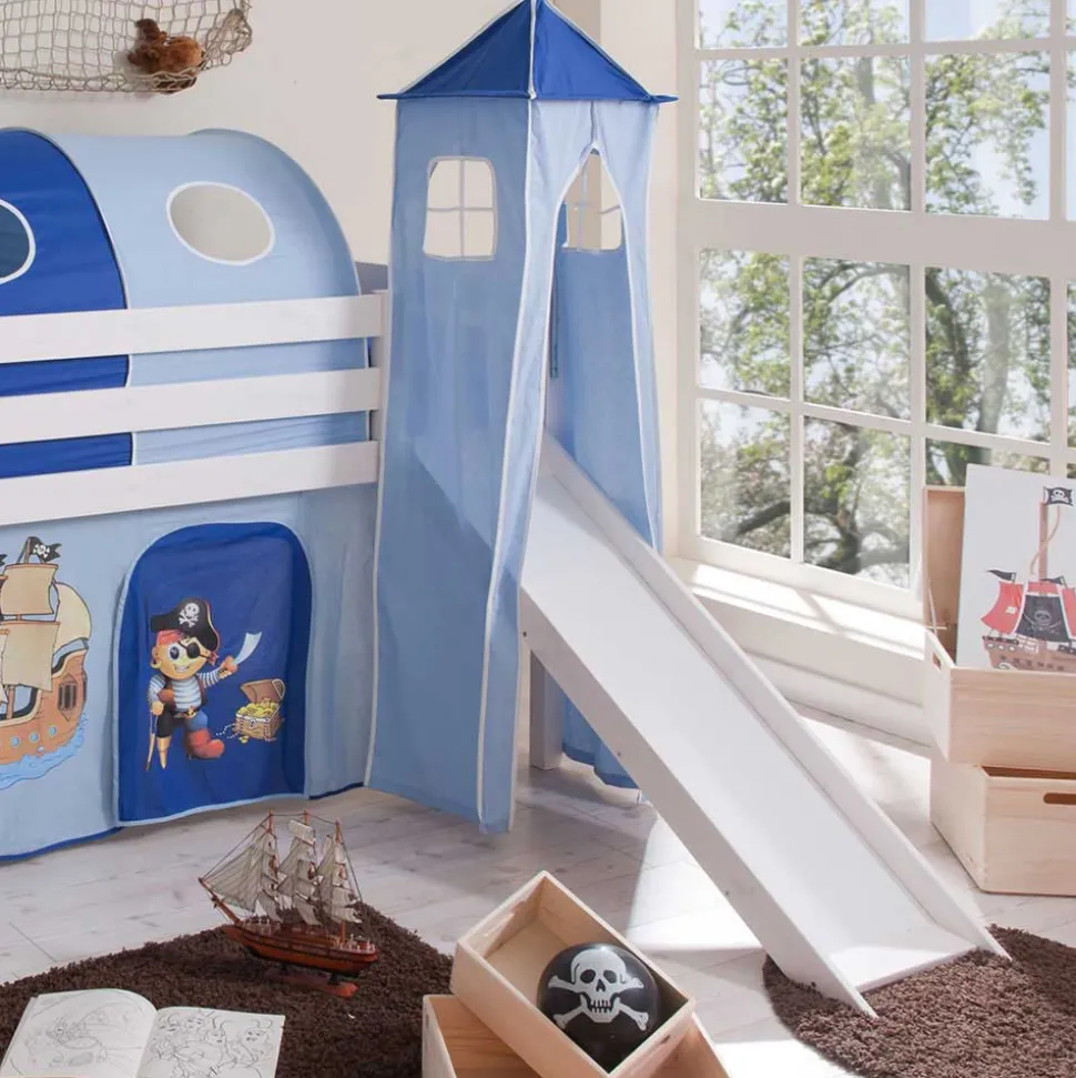 Kinder Spielbett Curigo mit Rutsche und Turm
