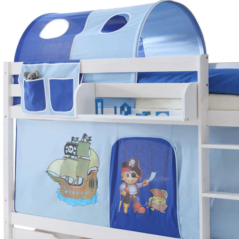Kinder Stockbett mit Piraten Stoff in Blau - Conday