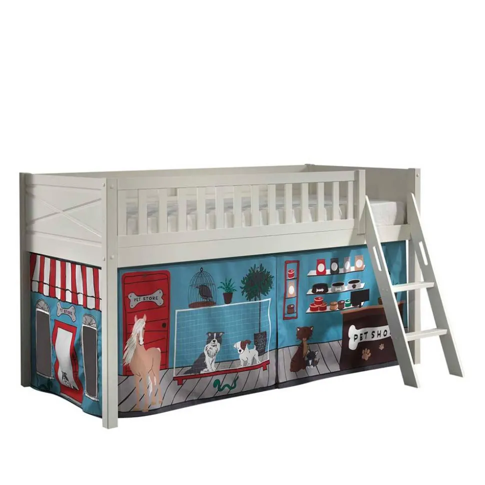 Kinder-Hochbett Haustier Laden in Weiß - Reccas