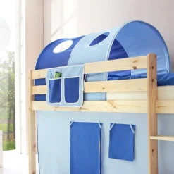 Kinderhochbett Saconso mit Tunnel in Blau