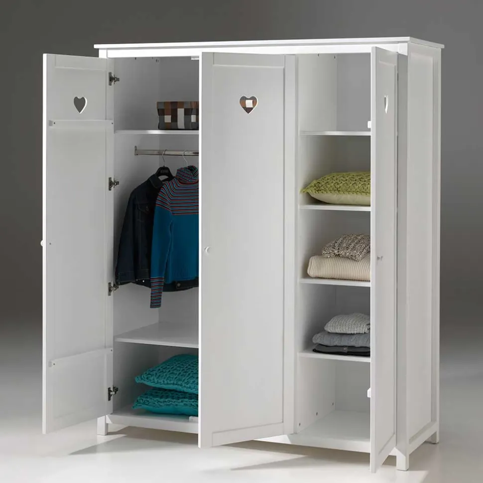 Kinderkleiderschrank Grandory in Weiß lackiert