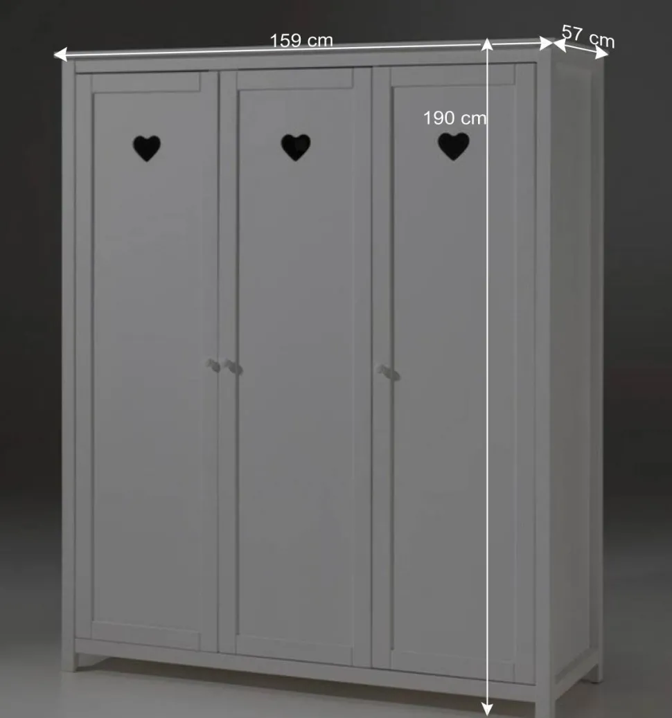 Kinderkleiderschrank Grandory in Weiß lackiert