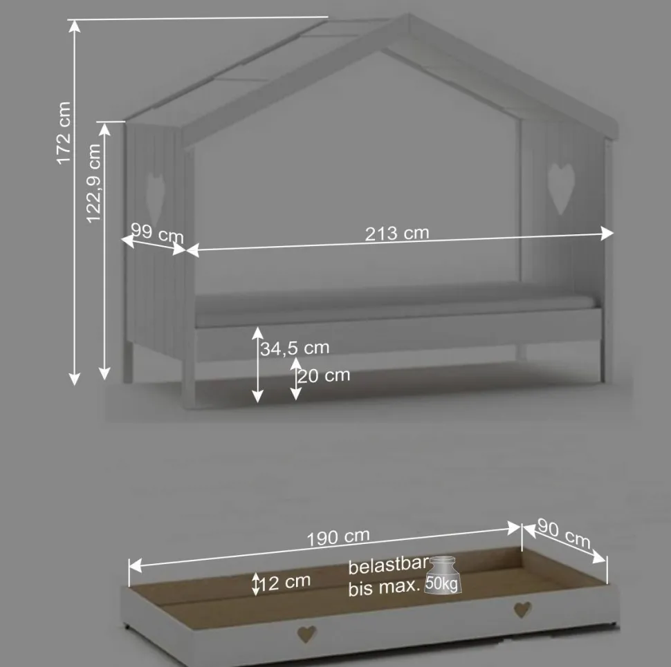 Kinderzimmer Hausbett in Weiß - Grandory