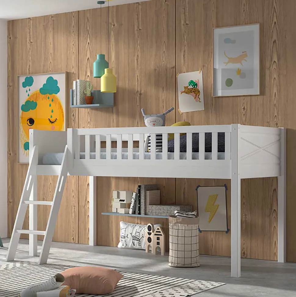 Kinderzimmer Hochbett mit schräger Leiter - Diagos