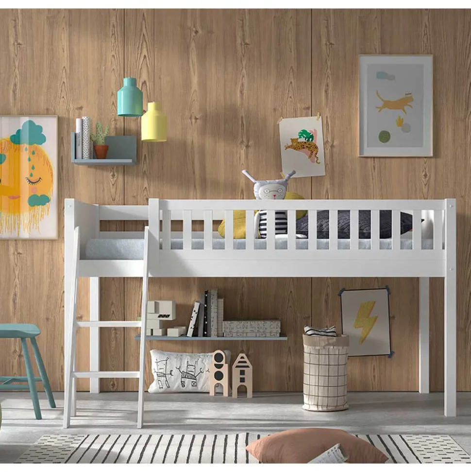 Kinderzimmer Hochbett mit schräger Leiter - Diagos