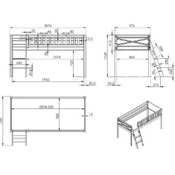 Kinderzimmer Hochbett mit schräger Leiter - Diagos