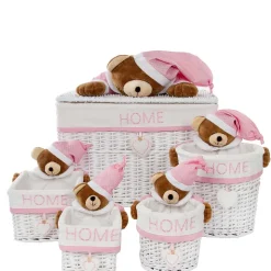 Kinderzimmer Körbe mit Plüschbär Kopf - Ucera (fünfteilig)