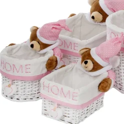 Kinderzimmer Körbe mit Plüschbär Kopf - Ucera (fünfteilig)