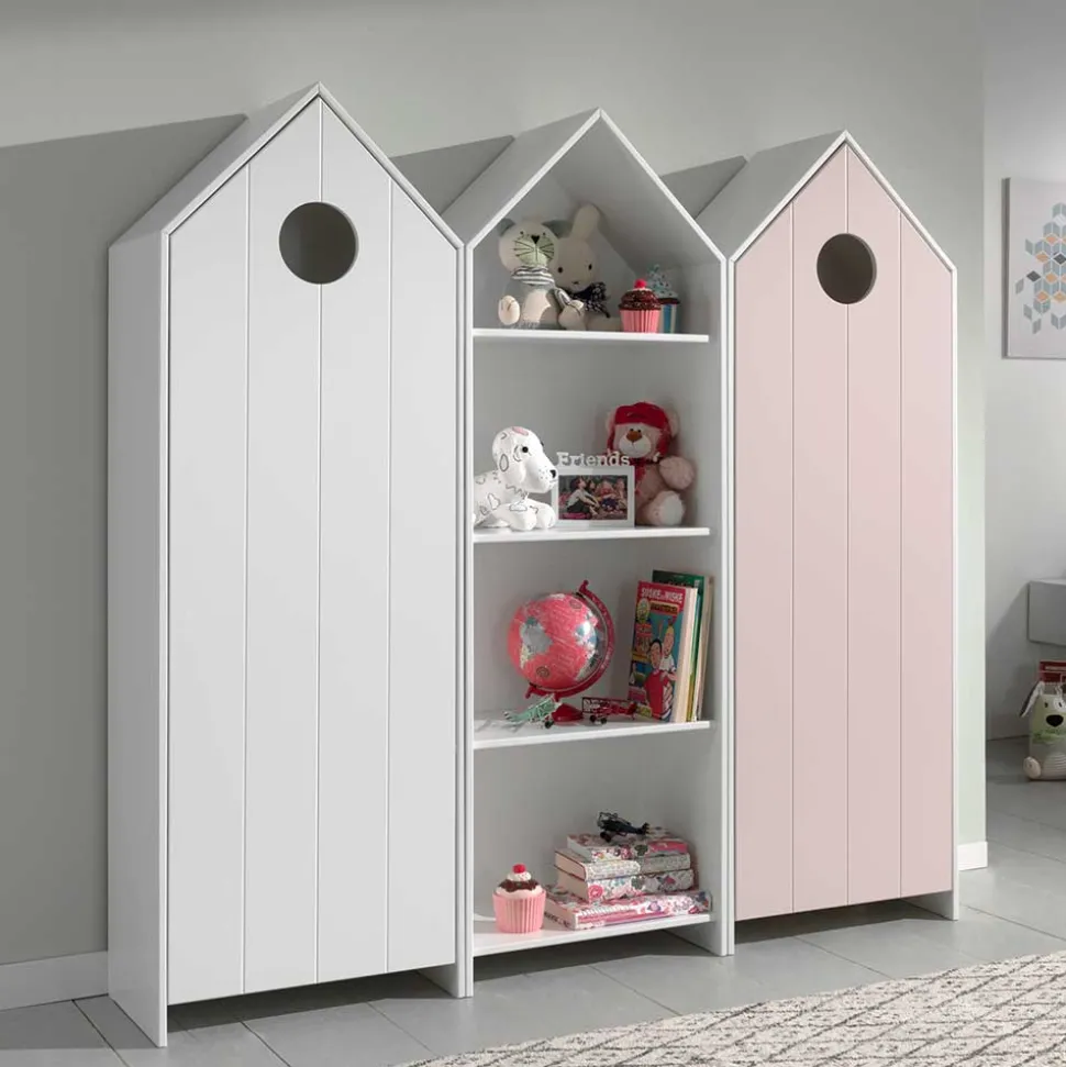 Kinderzimmer Schrankmöbel Set in Häuser Optik - Indefiva (dreiteilig)