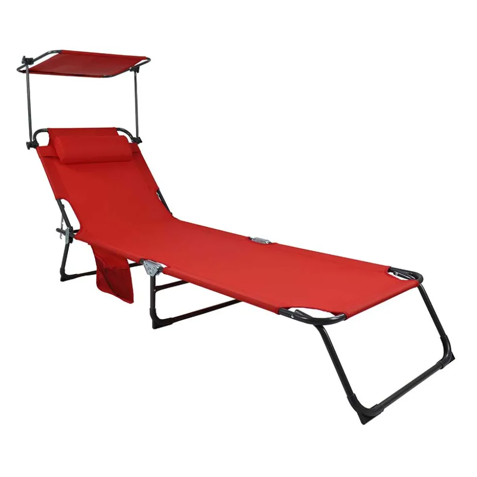Klappbare Balkonliege in Rot und Schwarz - Haikira