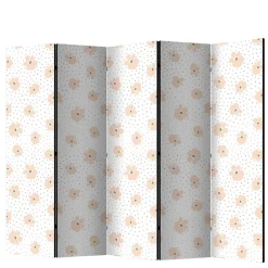 Klappbare Trennwand mit Blumen Muster in Rosa - Telvo