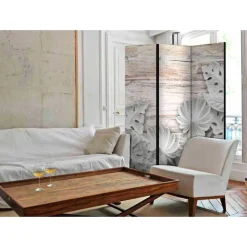 Klappbarer Paravent in Grau Weiß - Nalisha