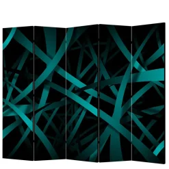 Klappbarer Paravent in Petrol & Schwarz - Live