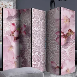 Klappbarer Paravent in Rosa & Weiß - Carika